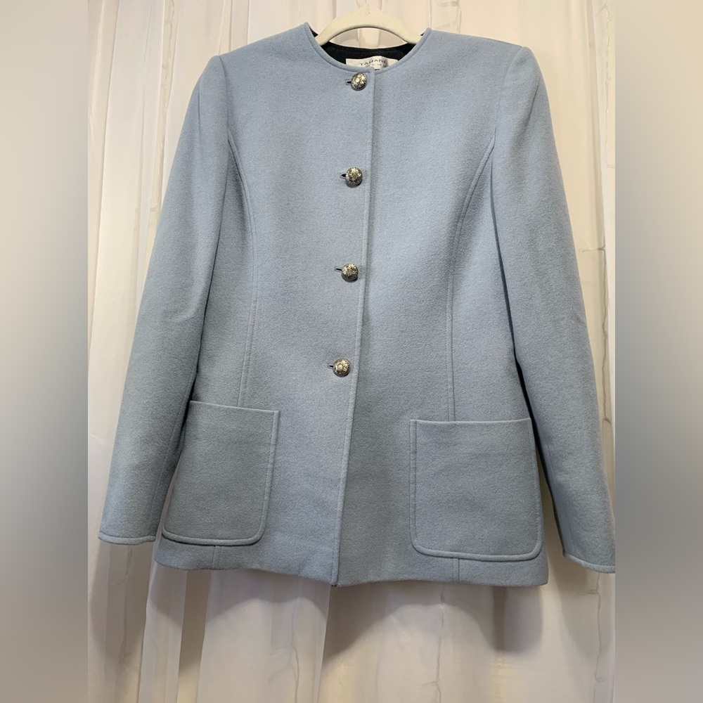 Tahari Powder Blue Wool Blazer Jacket